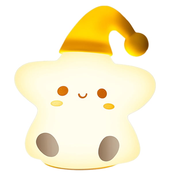 Cartoon Star Silicone Night Light Soft Cute Usb Charging Star Night Light Led Atmósfera Lámpara De Mesa Con Múltiples Modos De Luz Para El Dormitorio Sweethay HA018873-00