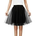thumbnail image 2 of FAOWME Women's Skirt High Waist Solid Color Layered Comfortable Fashion Mesh Tutu Dancing Skirts For Festive And Party Occasion,Black,Xxxl, 2 of 4