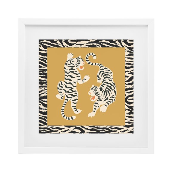 Stupell Industries Bohemian Boho Twin Tiger Stripes White Framed Print Under Glass, 13 x 13, by Karolina Sato