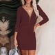 thumbnail image 2 of Vestido informal con capucha, sudadera con capucha de manga larga, vestido con capucha para mujer, vestido con cuello en V con capucha, durabilidad probada en el tiempo, 2 of 5