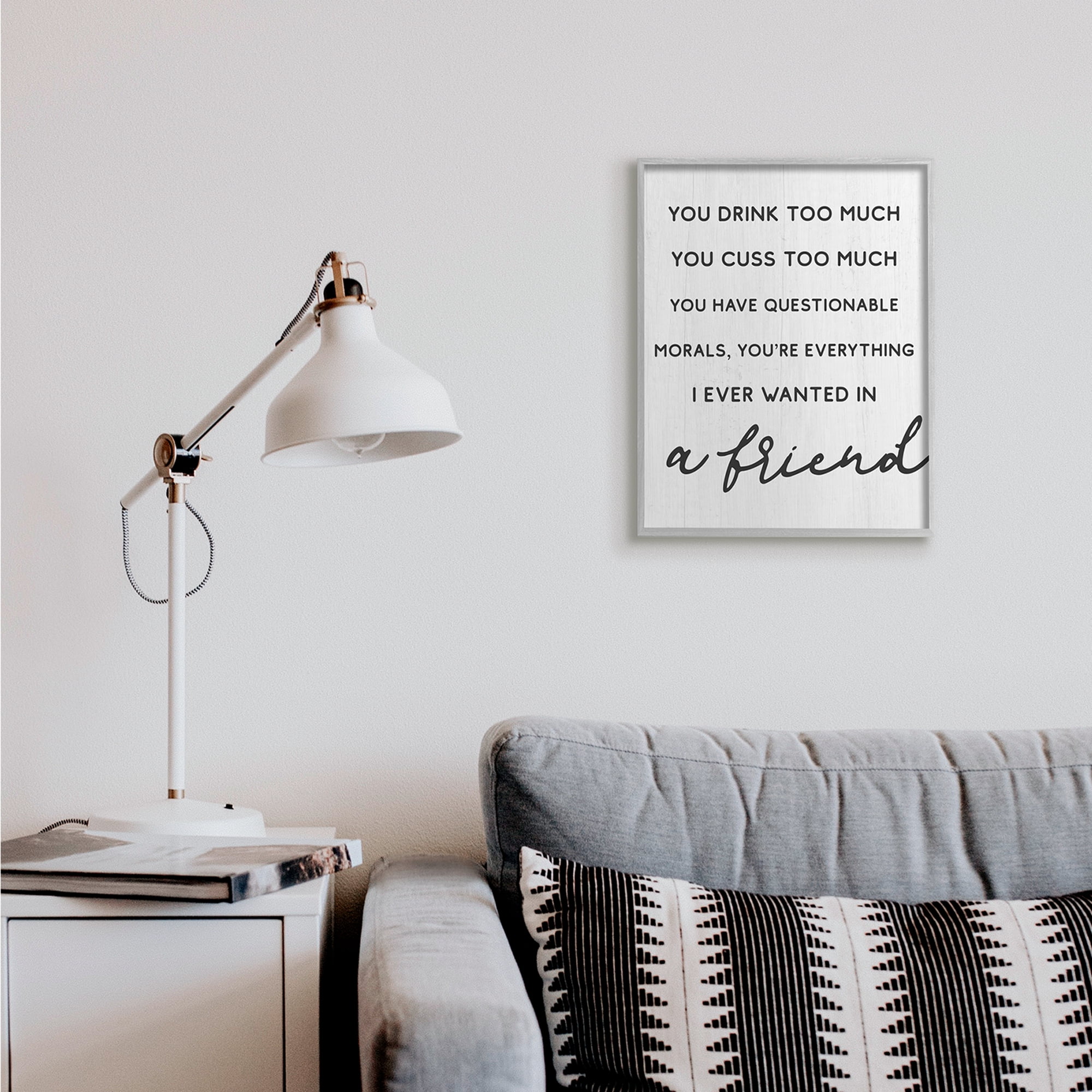 Stupell Industries Everything I Wanted in a Friend Humorous Sentiment Inspirational Painting Gray Framed Art Print Wall Art, 16 x 20
