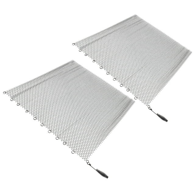 2 Packs Fireplace Mesh Screen Curtain Stainess Steel Fire Screen with Sturdy Spark Guard Gate, Decorative Scroll Design Spark Guard Chain 24×18/24×20/24×22inch for Home