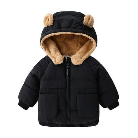 

1-6T Kids Baby Girls Boys Winter Warm Thicken Hooded Fleece Jackets Toddler Lined Down Coat Outerwear