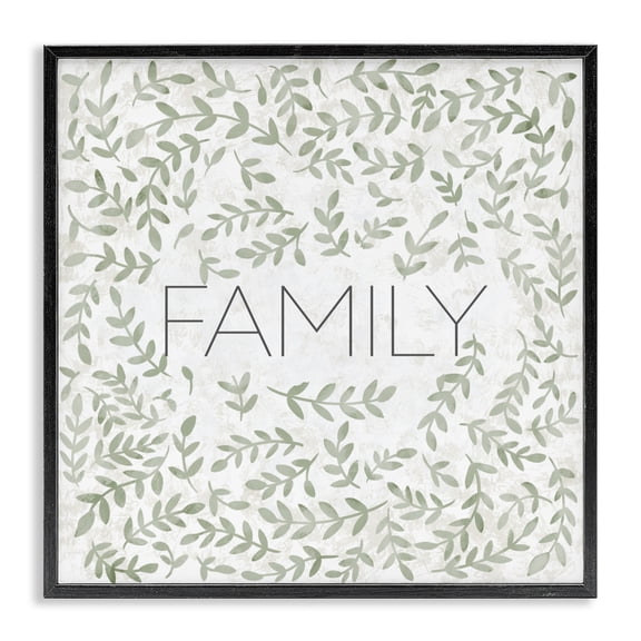 Stupell Industries French Country Curved Ivy Sprigs Family Black Framed Giclee Art, 12 x 12, by SD Graphics Studio