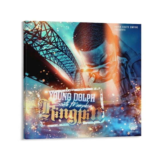 Young Dolph Poster Rapper Hiphop Music Album Cover Canvas Art Poster-South Memphis Kingpin Canvas Wall Art Poster Decorative Bedroom Modern Home Print Picture Artworks Posters 20x20inch(50x50cm)