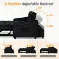 thumbnail image 3 of Lunale Loveseat Sleeper with USB/Type-C, Convertible Sleeper Sofa Bed for Living Room/Apt, Black Velvet, 3 of 9