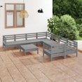 thumbnail image 1 of vidaXL 9 Piece Garden Lounge Set Grey Solid Wood Pine, 1 of 5