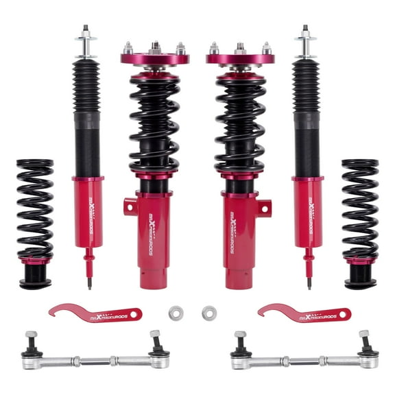 maXpeedingrods Coilovers for BMW 3 E90 RWD 2004-2011, for BMW Touring E91 RWD 2004-2012, for E92 2005-2013, for E93 2006-2013, Height Adjustable Coilovers Suspension Kit Struts, Lowering Kit Red