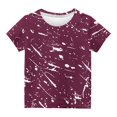 thumbnail image 4 of BRGZLK Short Sleeve Shirts for Girls Casual Vintage Graphic Print Loose Fit Round Neck Short Sleeve Trendy Cozy Top Shirt Wine 3-4 Years, 4 of 4