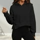 thumbnail image 3 of Sudadera recortada para mujer cómoda sudadera con capucha ropa deportiva informal de Color sólido para otoño, 3 of 7