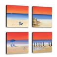 thumbnail image 1 of Set of 4 - Red sky beach IV - Contemporary Fine Art Giclee on Canvas Gallery Wrap - wall décor - Art painting - 24 x 24 Inch - Ready to Hang, 1 of 2