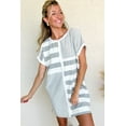 thumbnail image 4 of Women's Gray Stripe Mixed Printed Short Sleeve Shift Mini T-Shirt Dress - [ZhiHiMeRi] | (US 12-14)L, 4 of 12
