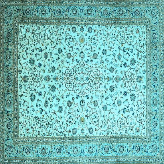 Ahgly Company Indoor Square Persian Light Blue Traditional Area Rugs, 7' Square