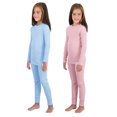 thumbnail image 4 of Sleep On It 4-Piece 100% Organic Cotton Rib Knit Pajama Sets for Boys & Girls, Light Blue & Pink, Size 8, 4 of 6