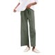 thumbnail image 1 of Pantalones de lino para mujer: pantalones de trabajo de pierna ancha y cintura alta con cordones, estilo informal de negocios con bolsillo para cinturón, estilo liso/estampado, tallas S-XXL., 1 of 8