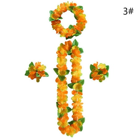 

JETTINGBUY 4Pcs/set Hawaiian Flower leis Garland Necklace DIY Decoration Fancy Dress Party