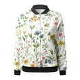 thumbnail image 4 of Arlun Womens Floral Printed Bomber Jackets Lightweight Zipper up Fashion Stand Collar Coats Casual Loose Fit Long Sleeve Full Zip Fall Jacket Windbreaker Outwear with Pockets Green M, 4 of 5