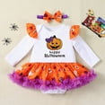 thumbnail image 2 of HCNTES My 1st Halloween Baby Girl Outfits Letter Pumpkin Print Romper Suspender Skirts Headband Socks(Style3,3-6 Months), 2 of 5