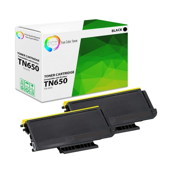 TCT TN650 Toner Cartridge 2 Pack - Premium Compatible Replacement for Brother TN-650 Black High Yield