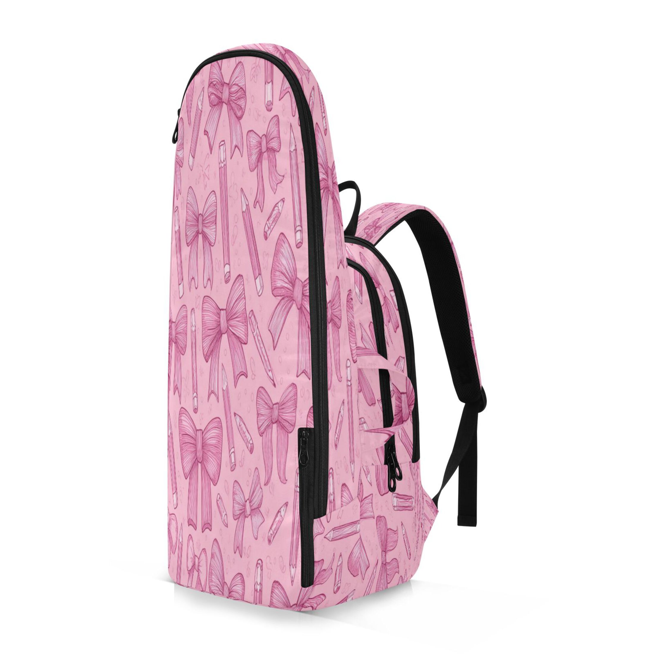 2 Racquet Holder Tennis Backpack Tennis Racket Covers Gym Bags Pink Bows and Pencils
