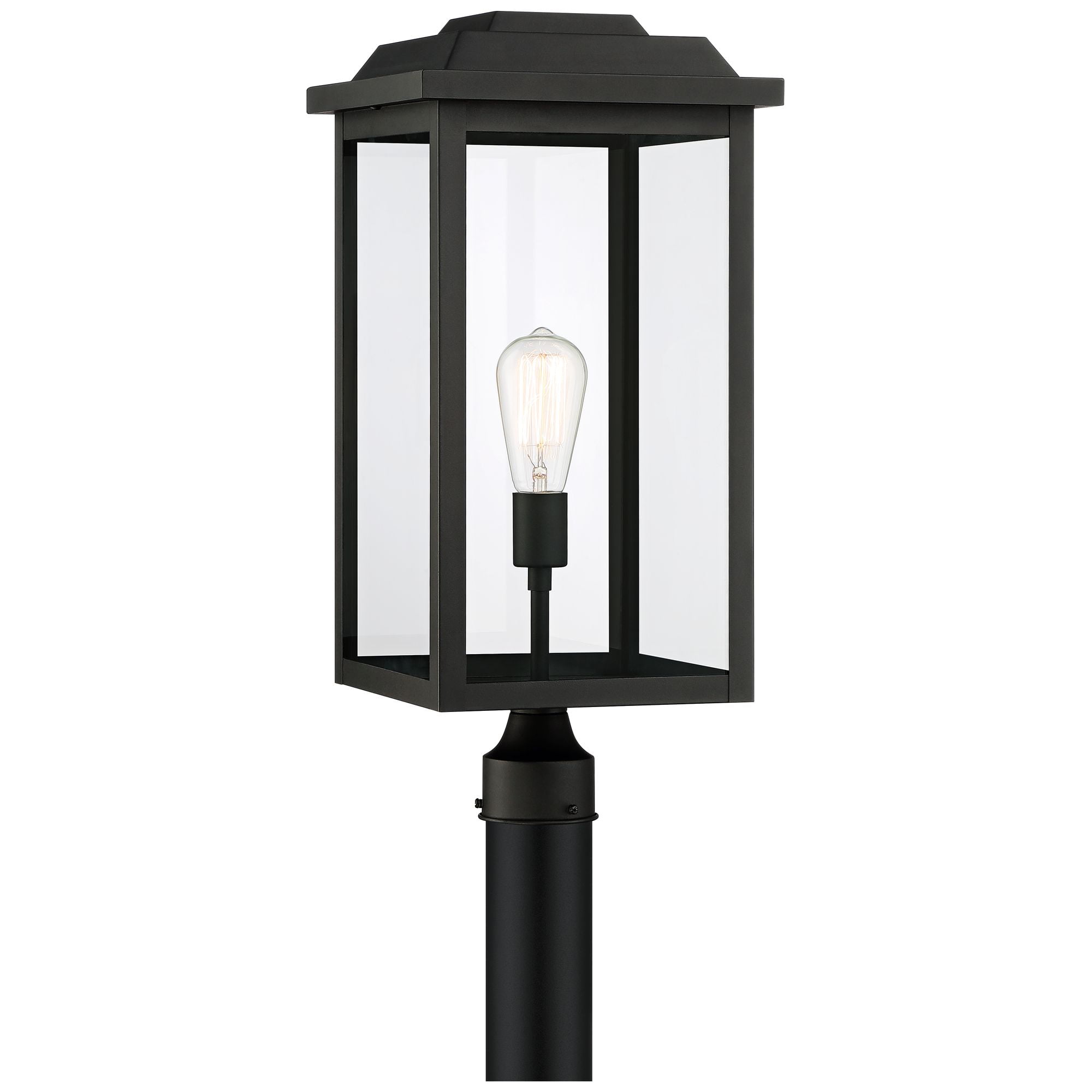 John Timberland Eastcrest Modern Outdoor Post Light Textured Black 22 1/2" Clear Glass Panels for Exterior Barn Deck House Porch Yard Patio Outside