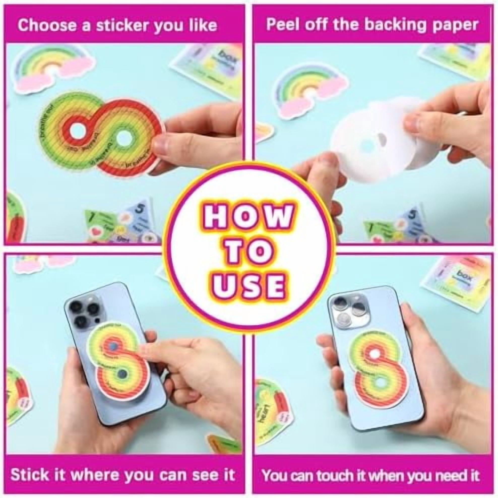 72 Pieces Anxiety Sensory Stickers Textured Stickers Fidget Mindfulness Sticker School Counselor Supplies Adult Sensory Items Anxiety Relief, 9 Styles(Cute Color)