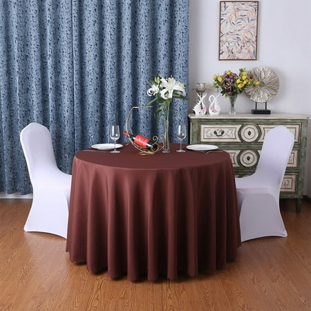 

Banquet Circular Tablecloth Water Resistant Splash Proof Wipeable Table Cover-Deep coffee-Round diameter240cm(94in)