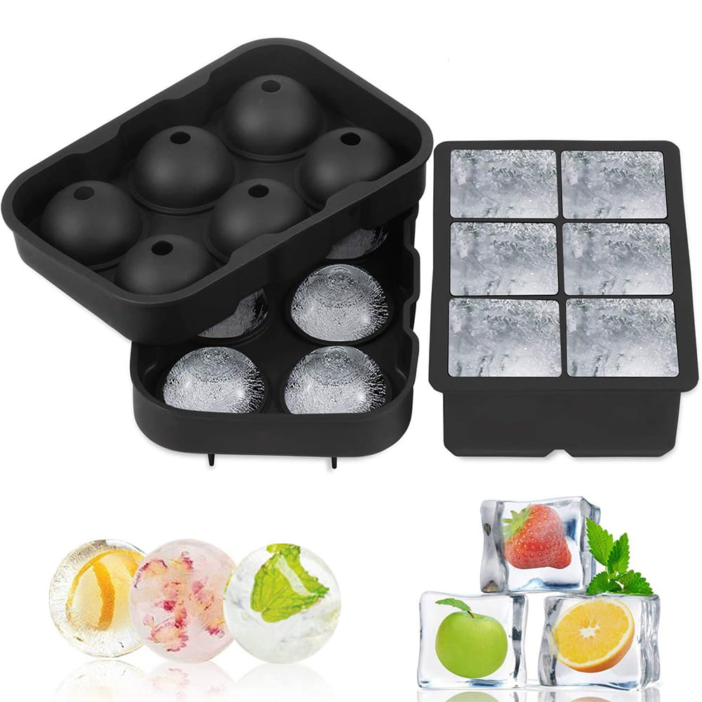 6Holes Silicone  Round Ball Whiskey Ice Hockey Mold Ice Cube Tray With Lid 2018 
