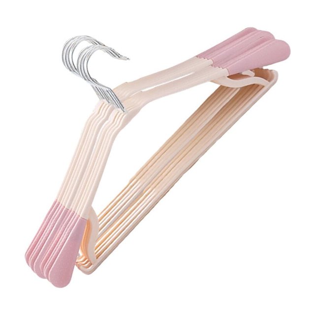 10 perchas de plástico anchas sin rieles, perchas antideslizantes para secar ropa para el hogar, abrigos, pantalones (rosa)