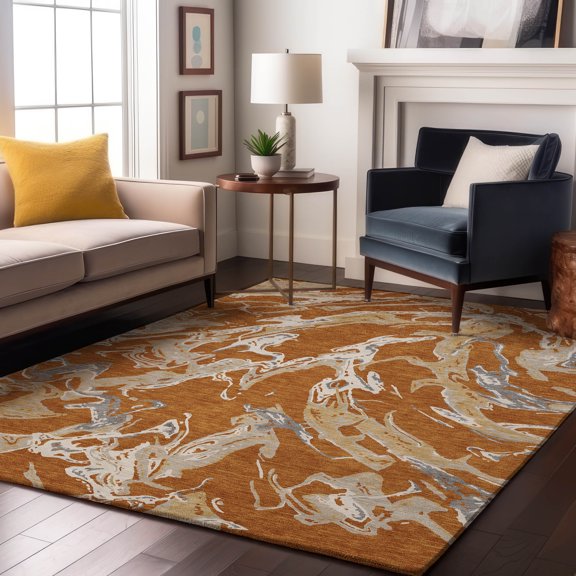 Addison Rugs Mayfield Premium Machine Washable Transitional Abstract Copper Rectangle Rug, 10' x 14'