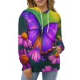 thumbnail image 4 of Vibrant Purple Butterfly Floral Print Men's Women New Sweatshirt Hoodie Men's Plus Size Sweatshirt Hooded Sweatshirt 3d Printed Street Men's Cloth, 4 of 6