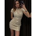 thumbnail image 2 of Vestido corto ajustado de manga corta con Bolsillos falsos para mujer, elegante vestido de fiesta para vacaciones de verano, Y2k, 2 of 5