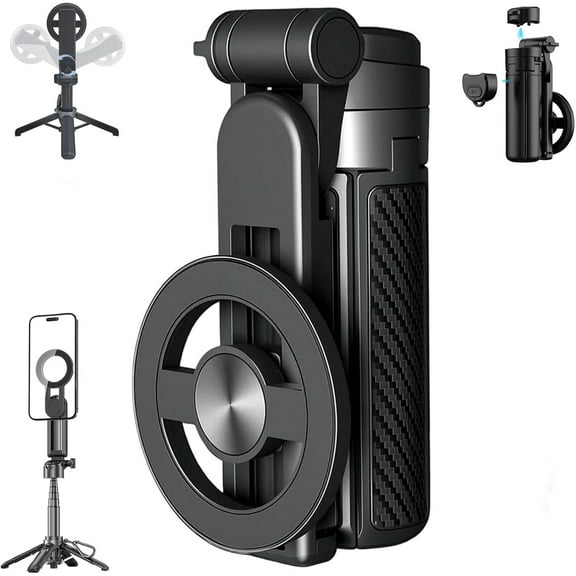 4-in-1 Multifunctional 360° Rotation Magnetic Selfie Stick, 360° Rotation Phone Tripod with Wireless Remote, Portable Extendable Mag Tripod, Phone Stand for Video Recording or Vlogging