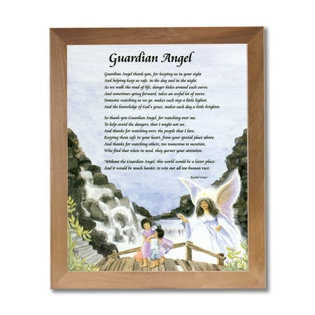 Guardian Angel Picture Frame - Honey Guardian Angel Children On Bridge #2 Wall Picture Honey Framed Art Print