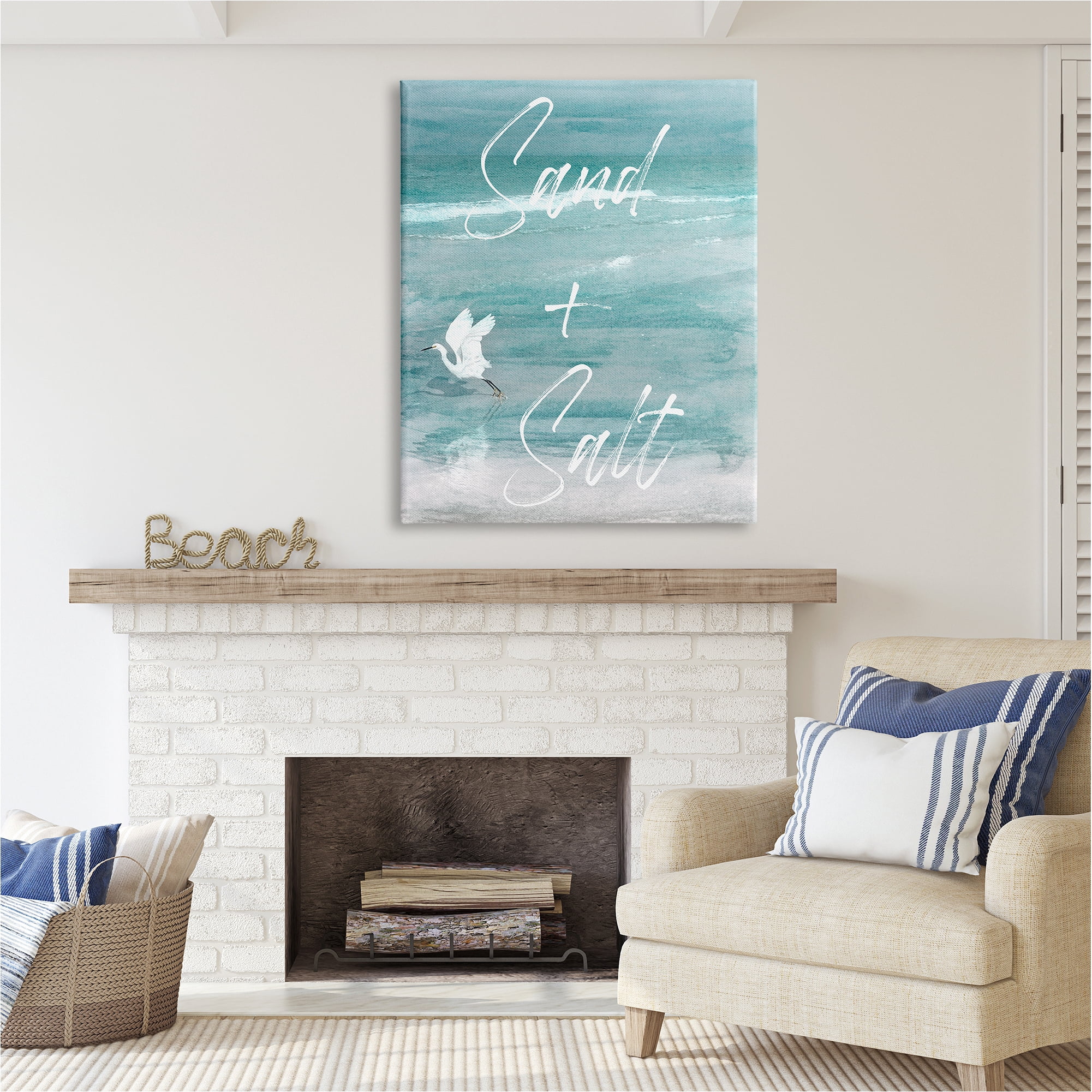 Stupell Industries Sand & Salt Beach Phrase Animals & Insects Painting Gallery Wrapped Canvas Art Print Wall Art, 36 x 48
