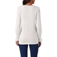 thumbnail image 3 of INSPIRE CHIC Blusas de manga larga con cuello en V y puños fruncidos para mujeres, estilo casual para otoño e invierno, 3 of 5