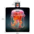thumbnail image 2 of Jellyfish Canvas Picnic Mat Beach Blanket Waterproof Portable Outdoor Camping Rug with Carry Strap Foldable Lightweight for Hiking Travel 72" x 59" Blue and White Stripes, 2 of 6