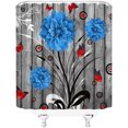 thumbnail image 3 of Rustic Dahlia Shower Curtain Farm Floral Orange Flower Butterfly Abstract Branch Vintage Wooden Plank Shabby Barn Door Retro Farmhouse Spring Plant Fabric Bathroom Curtain with Hook84"Wx72"H, 3 of 3