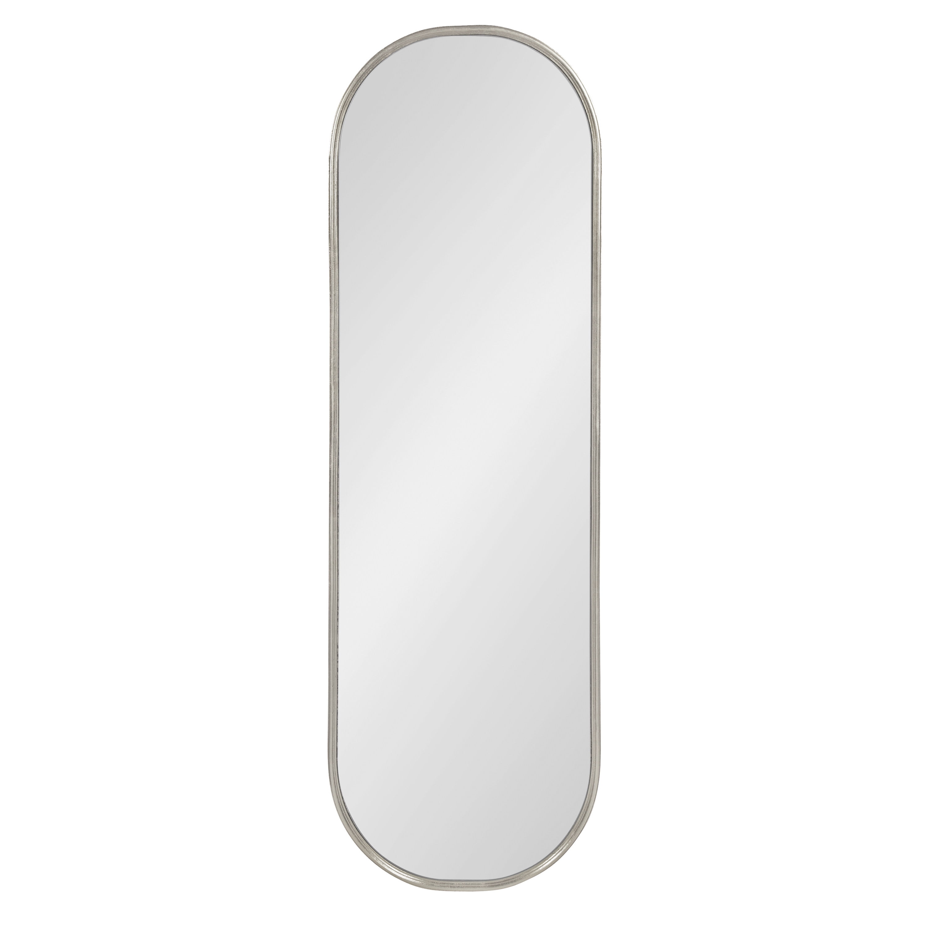 Kate and Laurel Caskill Modern Capsule Panel Mirror, 16 x 48, Silver, Decorative Oval Full Length Accent Mirror for Wall