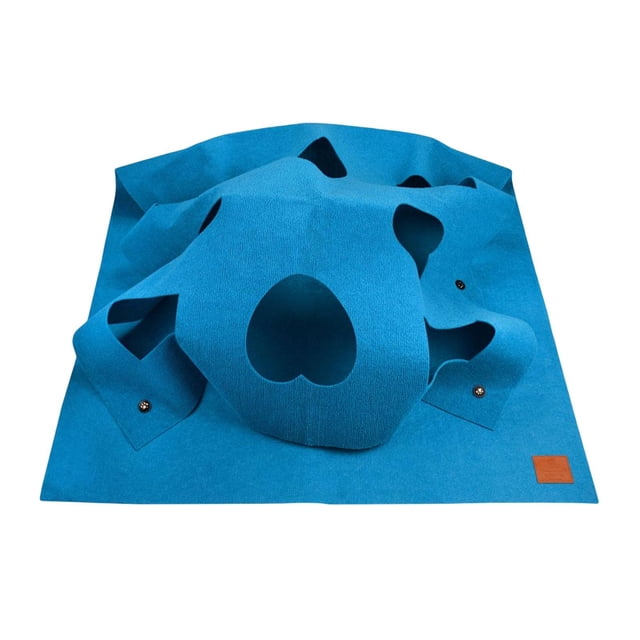 Cat Activity Play Mat Interactive Toys Sleeping Bed Washable Pad Collapsible Rug Square Blue