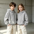 thumbnail image 2 of XAOFW Boys Girls Hoodies Solid Color Casual Pocket Long Sleeve Hoodie Sweatshirt Soft Cozy Pullover Hoodies For Everyday Wear Trendy Tops 8-9 Years, 2 of 5
