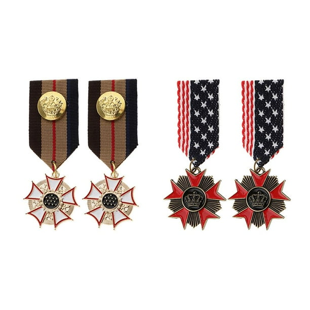 4x Insignias de corona de tela, broches para camisa, prendedores, corpiños para uniformes y disfraces Estilo B