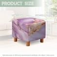 thumbnail image 3 of SCRAWLGOD Marble Pattern Golden Violet Ottoman Cover, Square Ottoman Cover Footrest Sofa Slipcovers Stool Covers Soft Footstool Covers Slipcovers Stretch Furniture Protector with Anti-Slip Band, 3 of 7