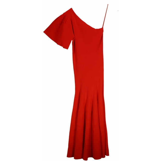 Carolina Herrera Chili Rouge pour Femmes One Shoulder Robe Trapèze - TP