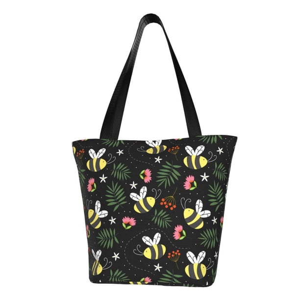 Fotbe Bees Bolsa de Playa con Estampado, Bolsa de Hombro, Bolsa de Mano Espaciosa, Bolsa de Viaje Ligera, Bolsa de Compras Versátil