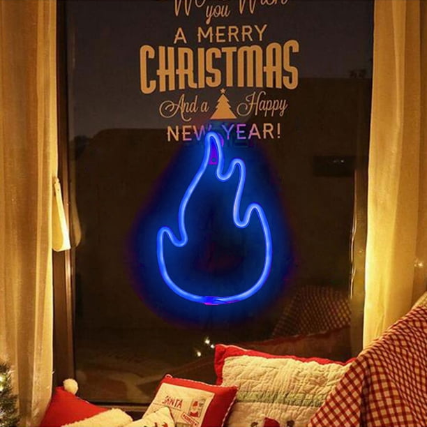 Luces de neón, luces de pared LED navideñas, alimentadas por USB y con batería, forma navideña decorativa, ahorro de energía, duraderas, plegables, con marco de metal, para dormitorio,