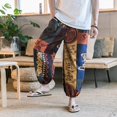 thumbnail image 1 of MYG Pantalon d'Été en Lin de Coton Imprimé à Larges Jambes Bloomers Pantalons, 1 of 9