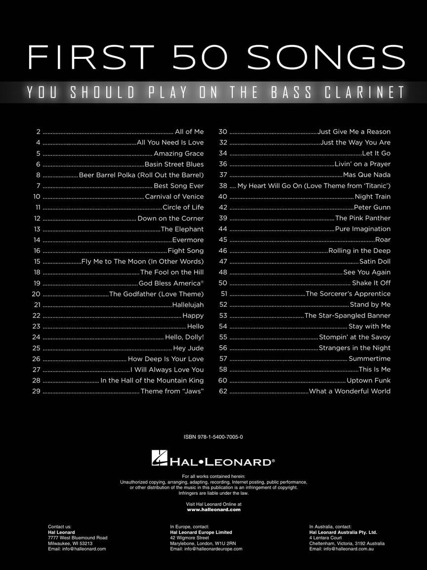 First 50 Songs You Should Play On Bass Clarinet A Must Have Collection Of Well K Sheet Music Songbook Walmart Com Walmart Com First 50 Songs You Should Play On Bass Clarinet A Must Have Collection Of Well K Sheet Music Songbook Walmart Com Walmart Com