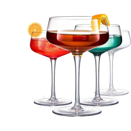 "Martini Glasses, Crystal Coupe Glasses Set of 4, 10 Oz, Large Cocktail Glasses, Hand-Blown Champagne Coupe Glasses for Espresso Martini, Manhattan as Bar Glassware or Mother's Day Gift