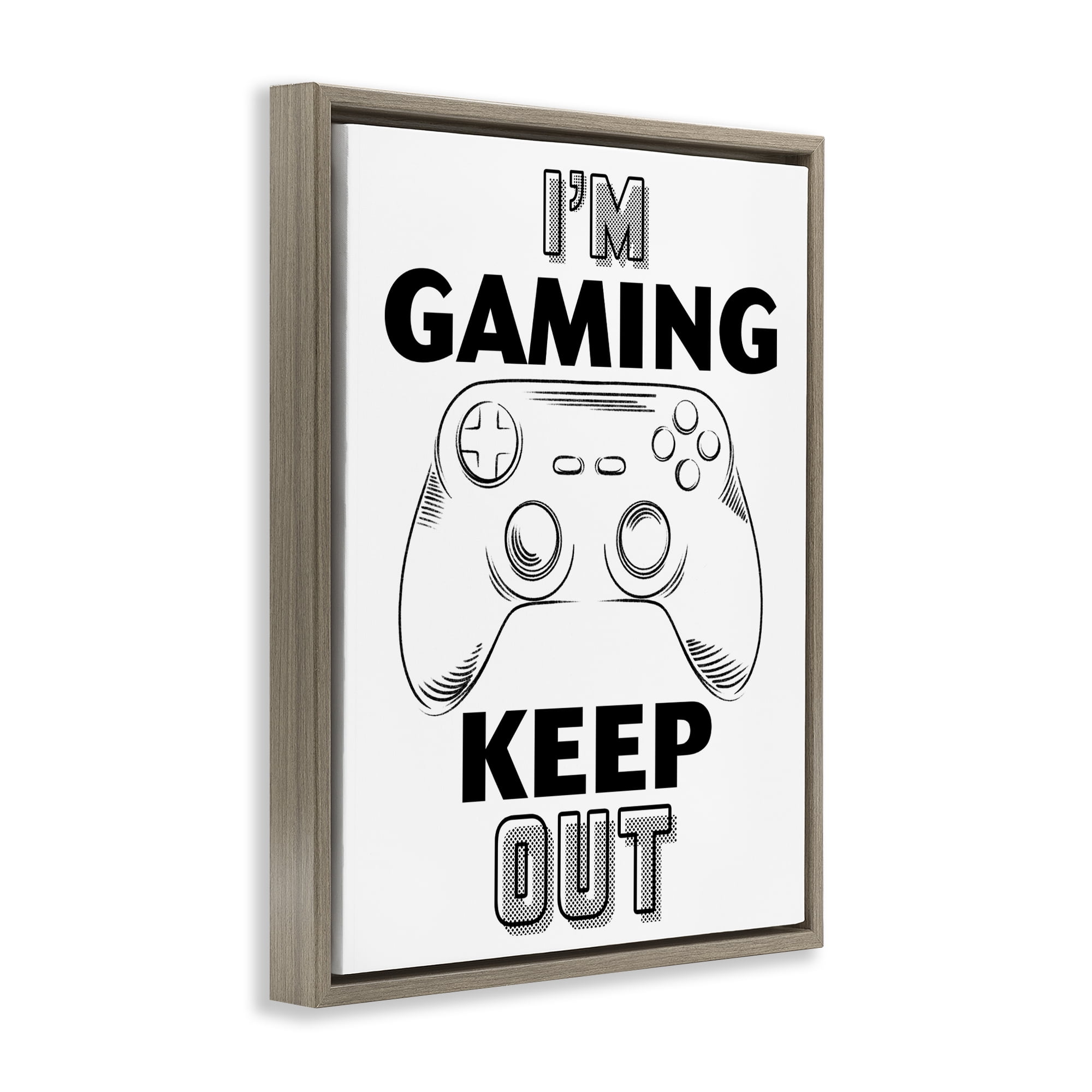 Stupell Industries Gaming Keep Out Brown Framed Floater Canvas Wall Art, design by Marcus Prime